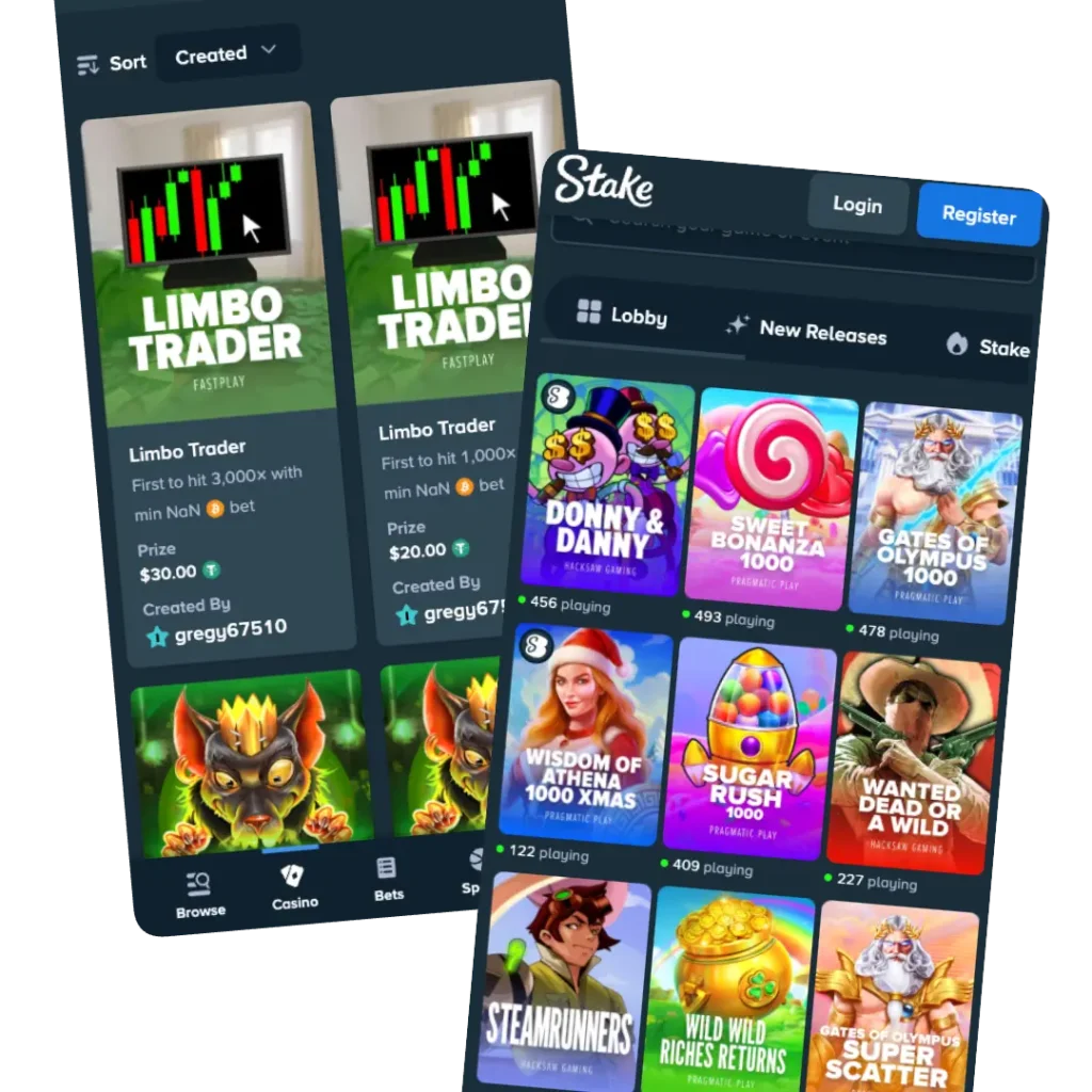 Mobile interface - Stake game library