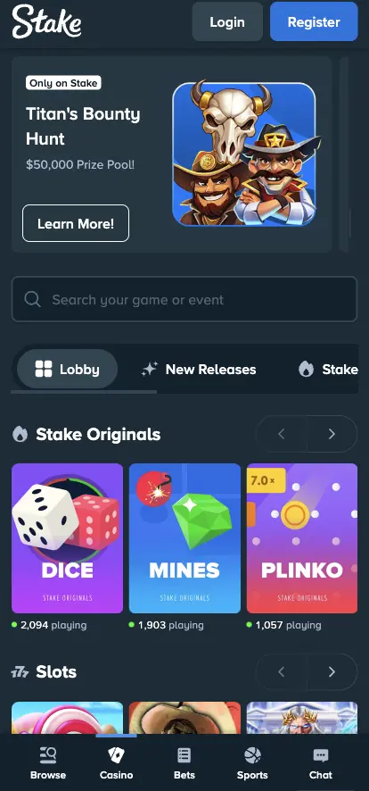 Stake mobile interface - screen illustration