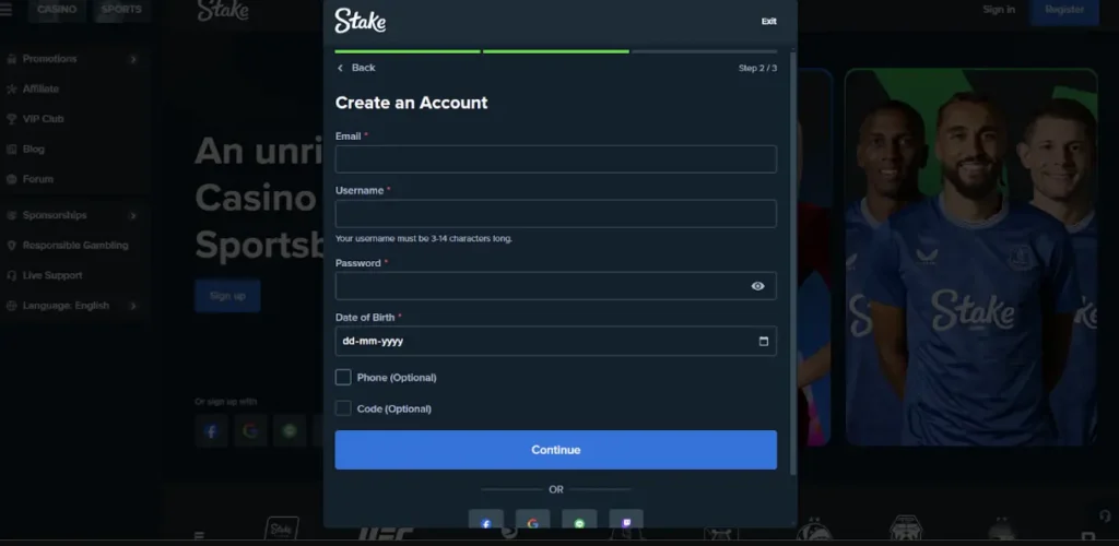 Sign up form