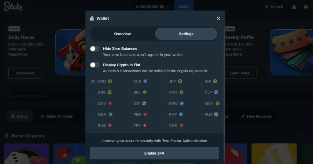 Stake wallet